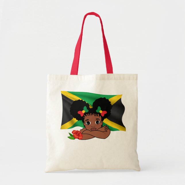 Bandera jamaiquina con bolsa de té con flores de C (Frente)