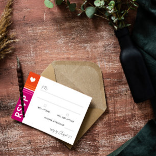 Bandera lesbiana romántica Stripes Wedding RSVP