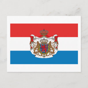 Bandera luxemburguesa con tarjeta postal COA