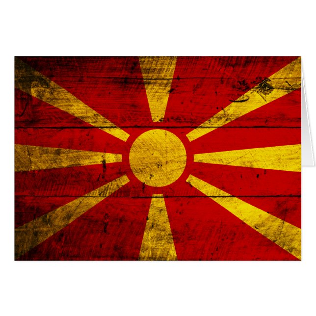 Bandera Macedonia de madera vieja (Anverso (Horizontal))