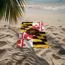 Bandera Maryland Monograma Toalla de Playa Persona