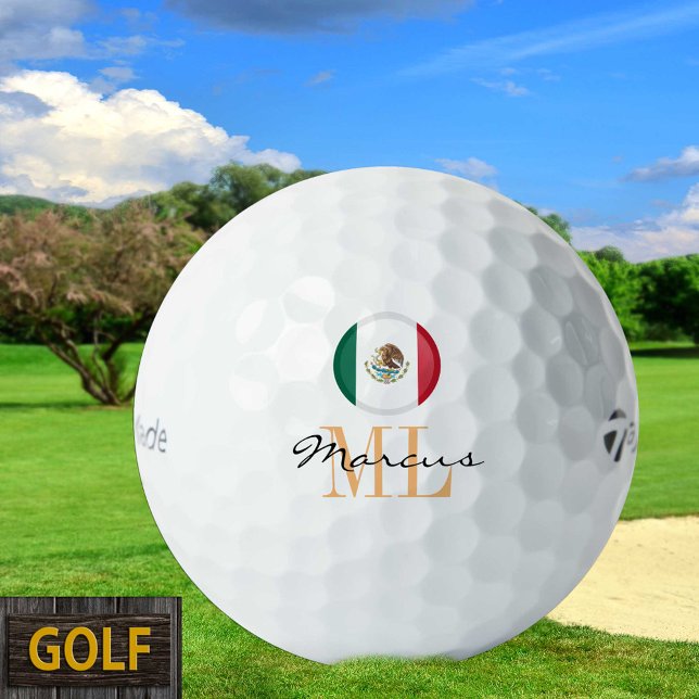Bandera mexicana monogramada y bolas de golf de Mé (Subido por el creador)