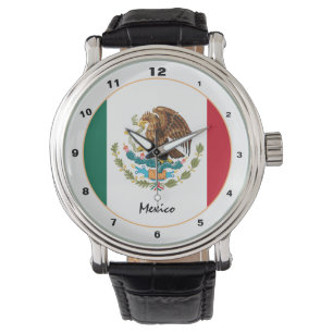 Bandera mexicana y reloj de moda y diseño de Méxic