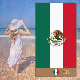 Bandera mexicana y toalla de playa monogramada de 