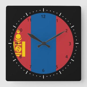 Bandera mongol (mongol) Reloj de pared