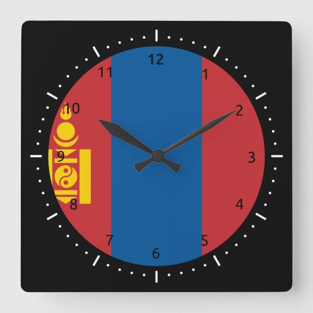 Bandera mongol (mongol) Reloj de pared (Anverso)