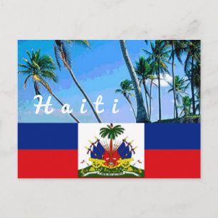 Bandera nacional de Haití con postal de palmeras t