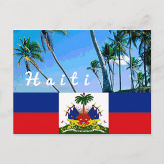 Bandera nacional de Haití con postal de palmeras t