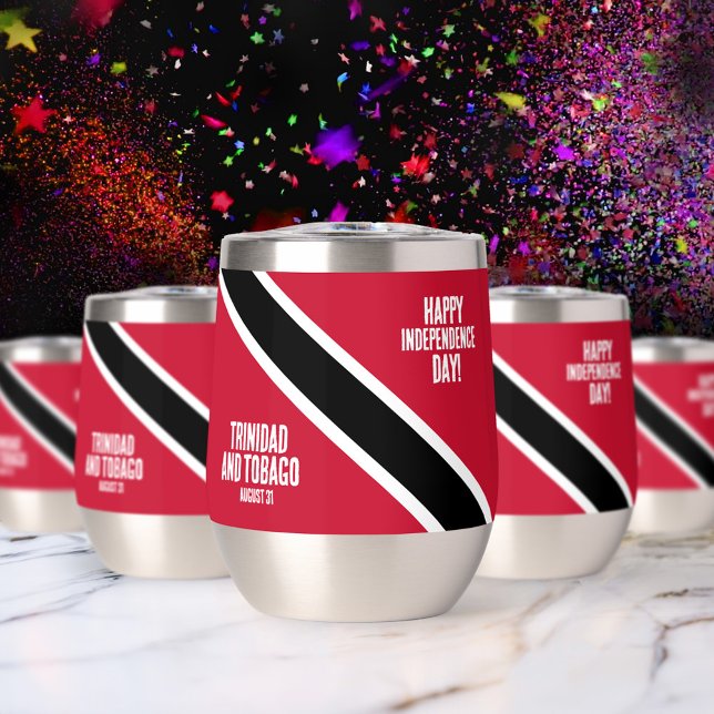 Bandera nacional del Día de la Independencia de Tr (Trinidad and Tobago Independence Day August 31 Thermal Wine Tumbler Cover Photo)