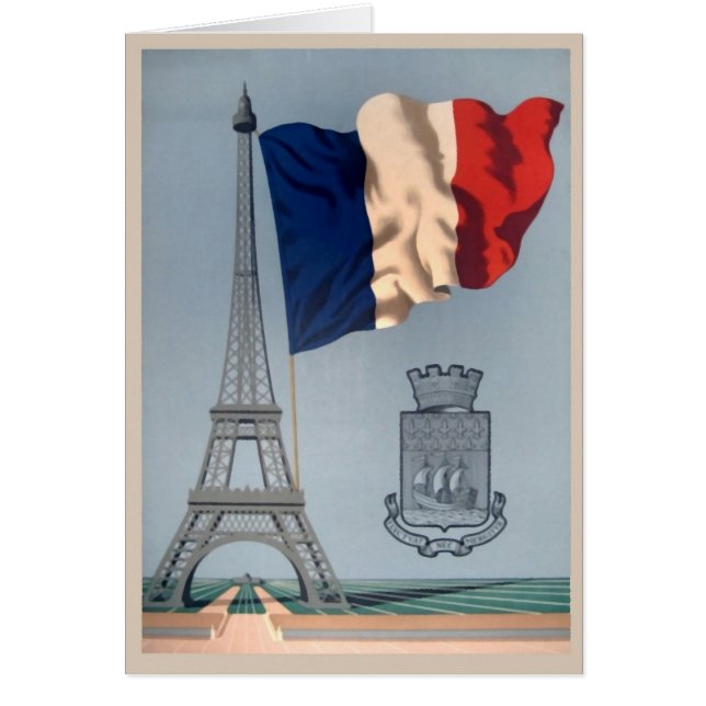 Bandera nacional francesa y Torre Eiffel (Frente)