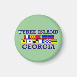Bandera náutica de la isla de Tybee - imán redon