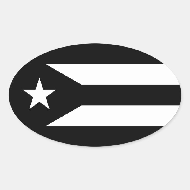 Bandera negra del Pegatina Oval de Puerto Rico (Anverso)