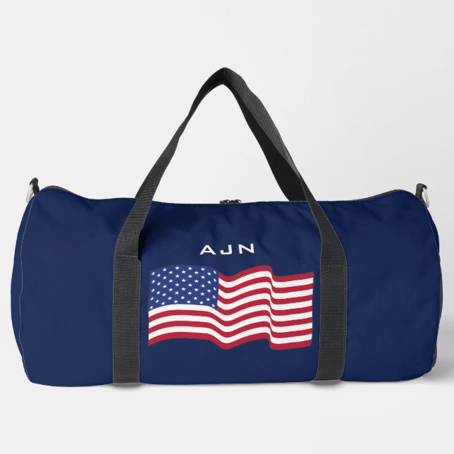 Bandera norteamericana monogramada Bolsa Duffel (Anverso)
