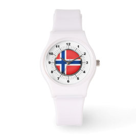 Bandera Noruega de mujeres reloj de silicio blanco