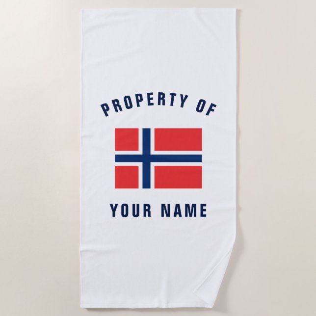 Bandera noruega de toalla de playa personalizada (Anverso)