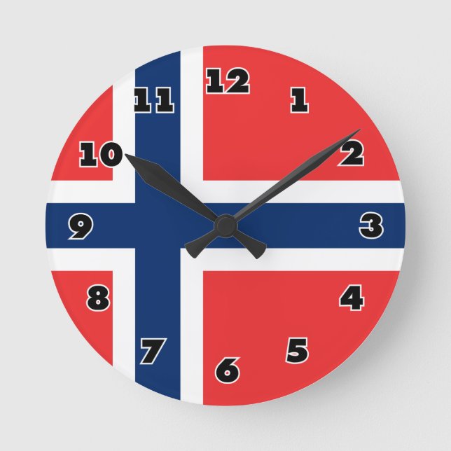 Bandera noruega personalizado reloj de pared redon (Anverso)