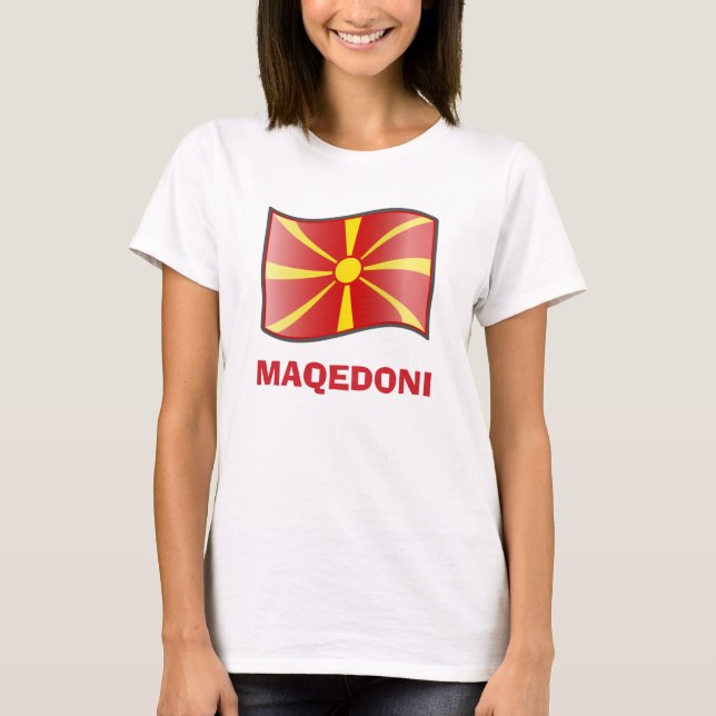 Bandera ondeando la camiseta de Macedonia Maqedoni (Anverso)