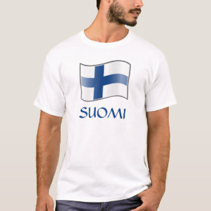 Bandera onduladora de la camiseta de Suomi (Finlan
