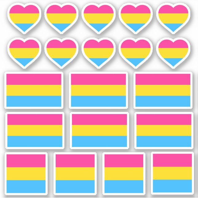 Bandera Pansexual y Pegatinas del Orgullo / Corazo (Anverso)