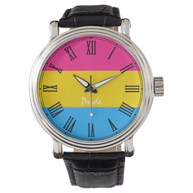 Bandera pansexual y reloj del orgullo (Anverso)