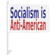 El socialismo es antiestadounidense con texto azul