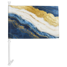 Marble de hojas de oro y azul de la marina de lujo