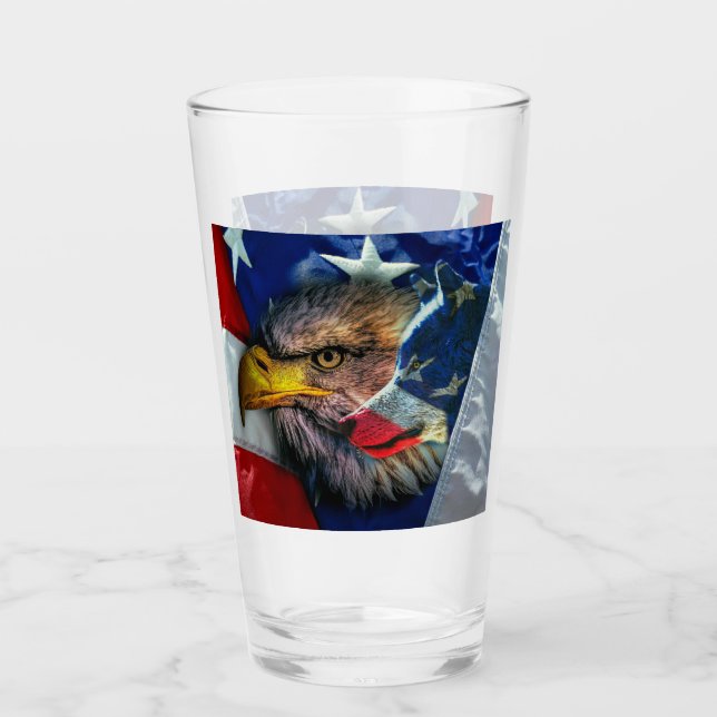 Bandera Patriótica Americana Bald Eagle Wolf (Anverso)