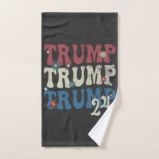 Bandera Patriótica Norteamericana Trump 2024 4 De  (Toalla de mano)