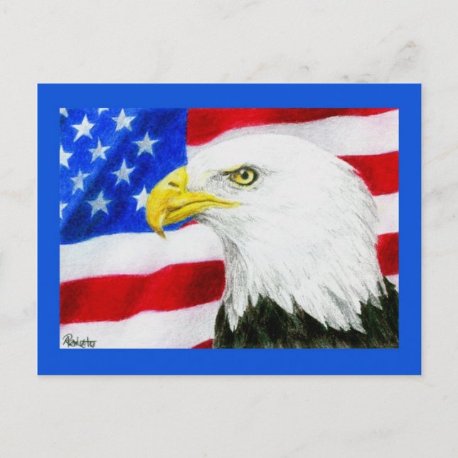 Bandera patriótica, postal águila - "Orgullo ameri (Anverso)