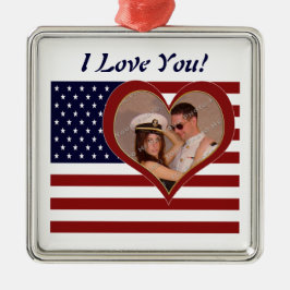 Bandera Patriótica Te Amo - Tu Ornamento De Fotogr
