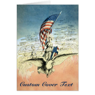 Bandera Patriótica Vintage, Dama, Águila con Bande