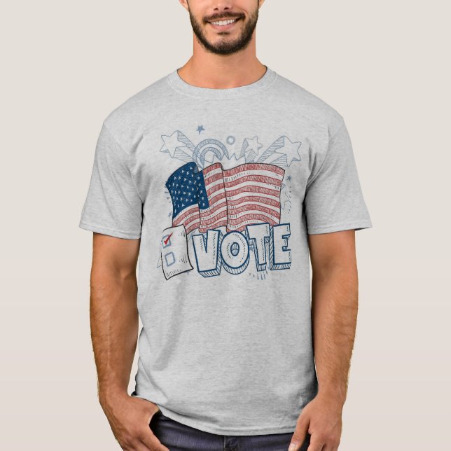 Bandera patriótica vota camiseta masculina (Anverso)