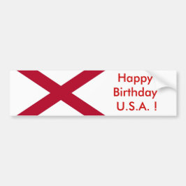 Bandera pegatina de Alabama, ¡Feliz cumpleaños EEU