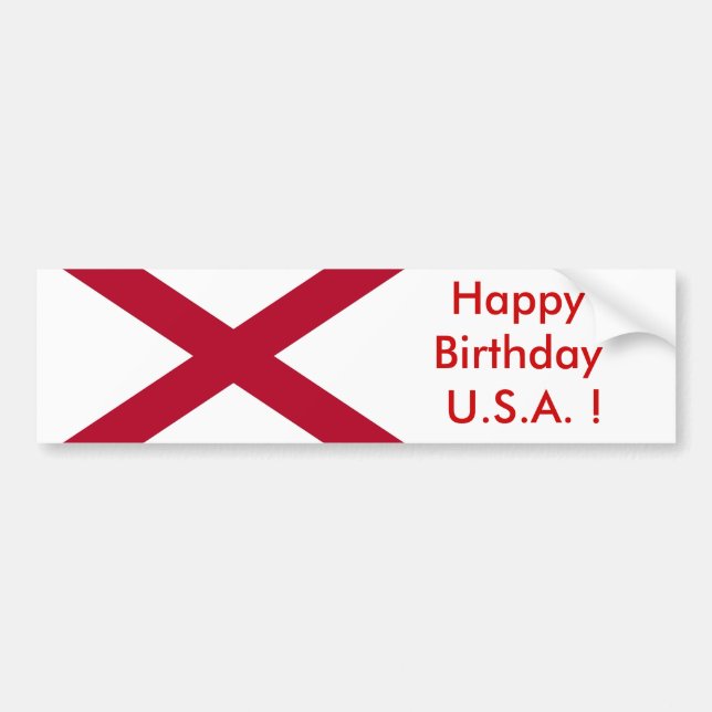 Bandera pegatina de Alabama, ¡Feliz cumpleaños EEU (Frente)