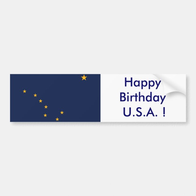 Bandera pegatina de Alaska, ¡Feliz cumpleaños EEUU (Frente)