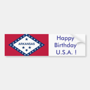 Bandera pegatina de Arkansas, ¡Feliz cumpleaños EE