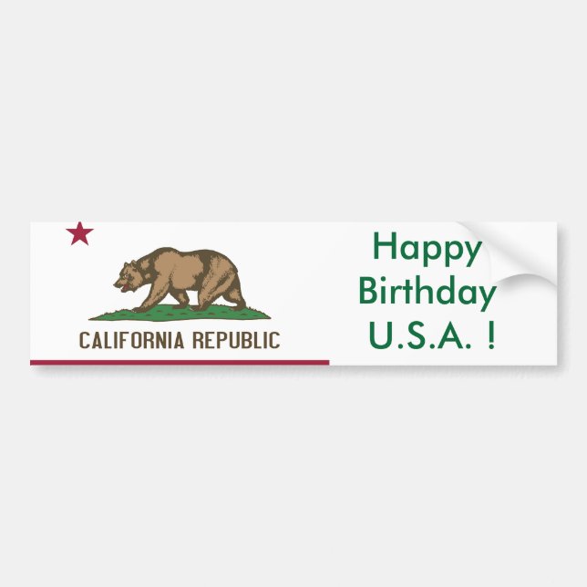 Bandera pegatina de California, ¡Feliz cumpleaños  (Frente)