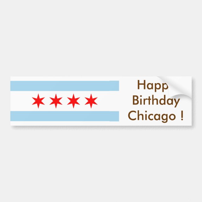 Bandera pegatina de Chicago, ¡Feliz cumpleaños a E (Frente)
