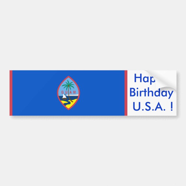 Bandera pegatina de Guam, ¡Feliz cumpleaños EEUU! (Frente)