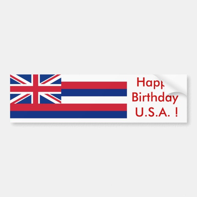 Bandera pegatina de Hawaii, ¡Feliz cumpleaños EEUU (Frente)