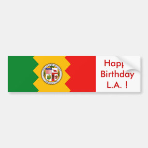 Bandera pegatina de Los Ángeles, ¡Feliz cumpleaños