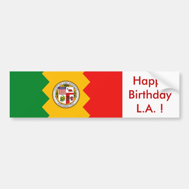 Bandera pegatina de Los Ángeles, ¡Feliz cumpleaños (Frente)