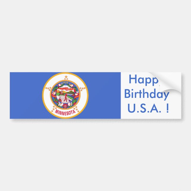 Bandera pegatina de Minnesota, ¡Feliz cumpleaños a (Frente)