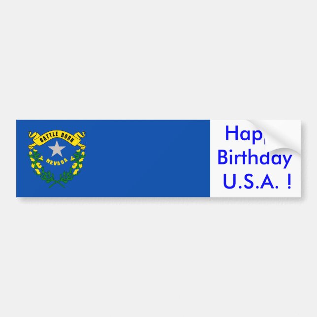 Bandera pegatina de Nevada, ¡Feliz cumpleaños EEUU (Frente)