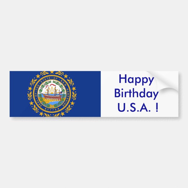Bandera pegatina de New Hampshire (Frente)