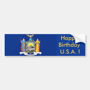 Bandera pegatina de Nueva York, ¡Feliz cumpleaños