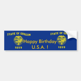 Bandera pegatina de Oregón, ¡Feliz cumpleaños EEUU