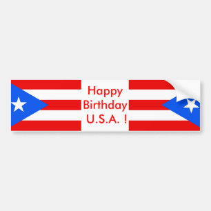 Bandera pegatina de Puerto Rico, cumpleaños feliz