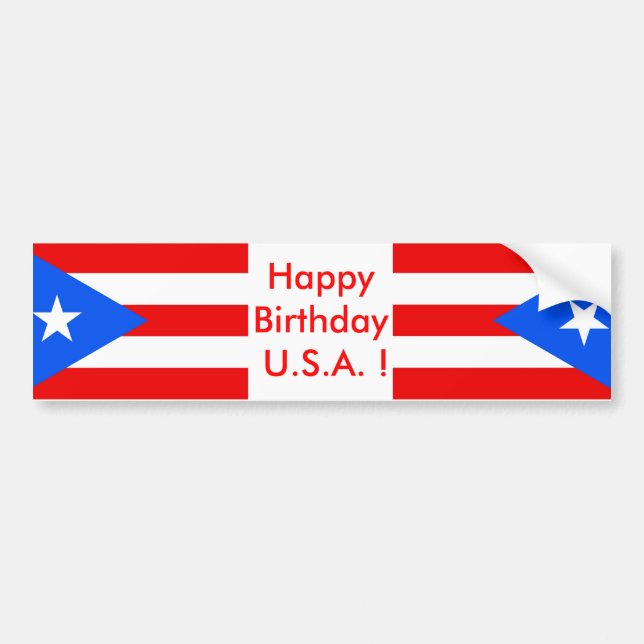 Bandera pegatina de Puerto Rico, cumpleaños feliz  (Frente)