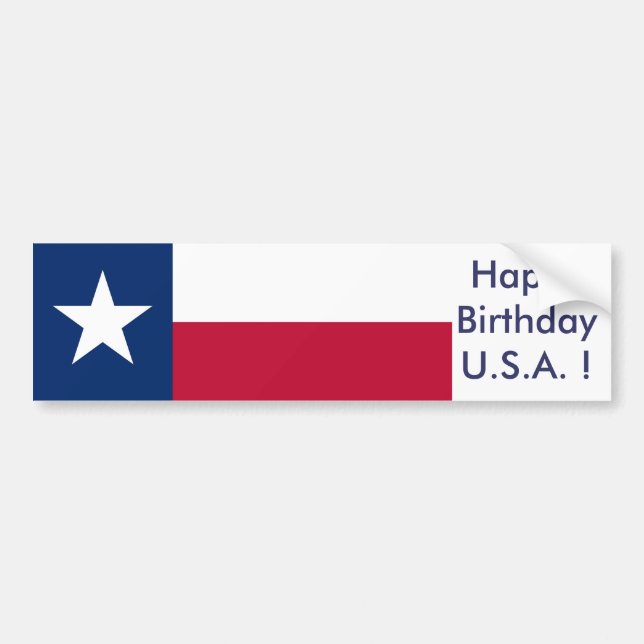 Bandera pegatina de Texas, ¡Feliz cumpleaños a EE. (Frente)